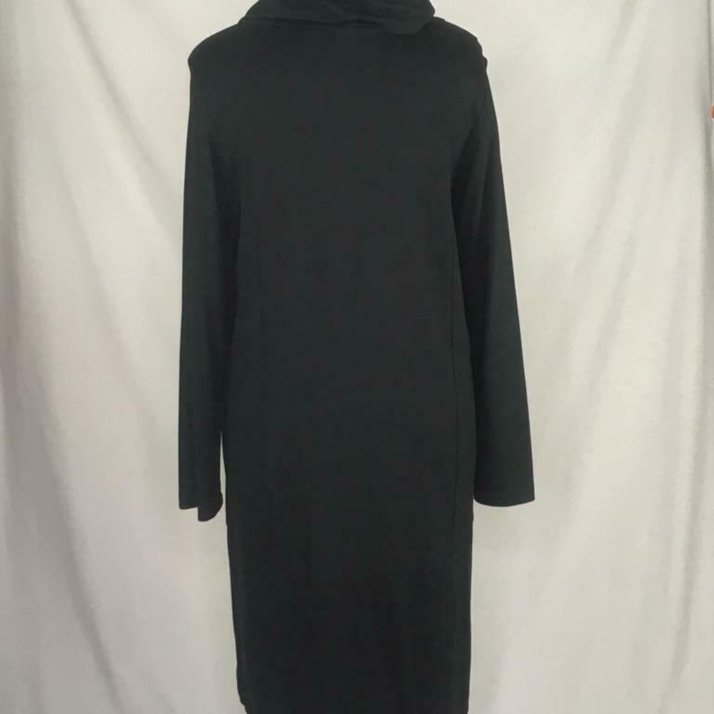bryn Walker Black Cowl-Neck Drawstring Midi Dress - Picture 6 of 8